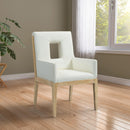 Meridian Gwendolyn Cream Vegan Leather Dining Arm Chair IMAGE 2