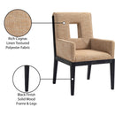 Meridian Gwendolyn Cognac Linen Textured Fabric Dining Arm Chair IMAGE 10