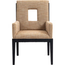 Meridian Gwendolyn Cognac Linen Textured Fabric Dining Arm Chair IMAGE 3