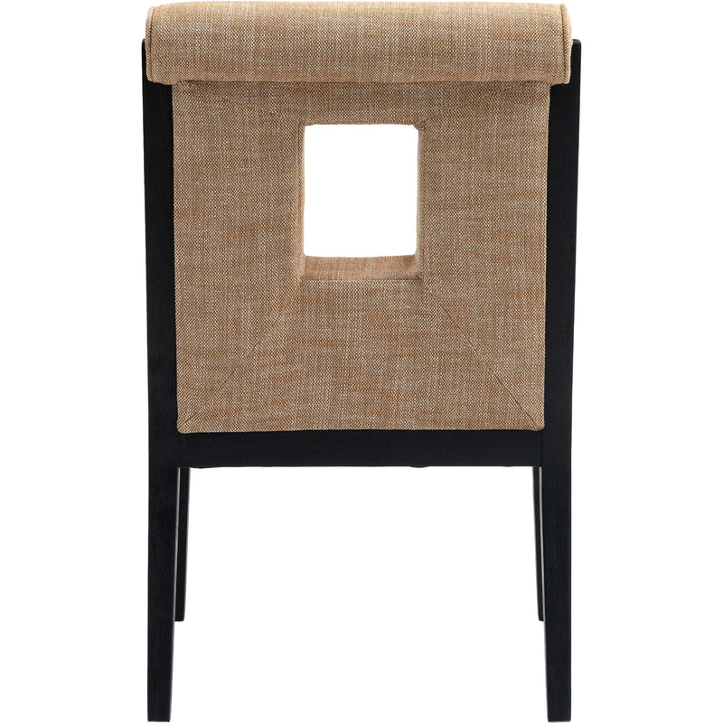 Meridian Gwendolyn Cognac Linen Textured Fabric Dining Arm Chair IMAGE 5