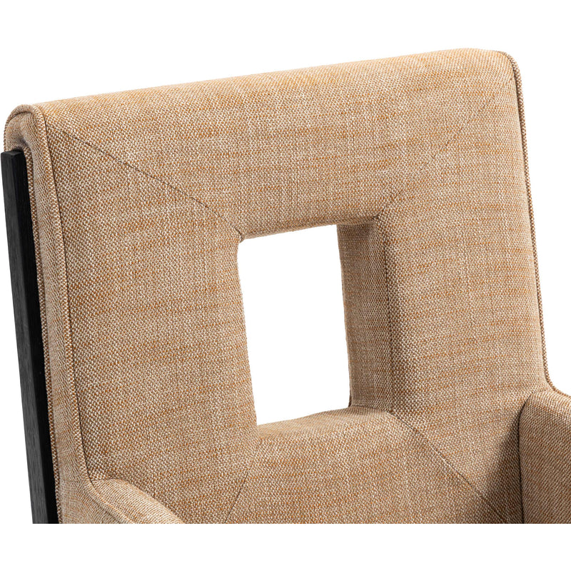 Meridian Gwendolyn Cognac Linen Textured Fabric Dining Arm Chair IMAGE 8