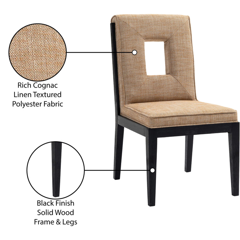 Meridian Gwendolyn Cognac Linen Textured Fabric Dining Side Chair IMAGE 10