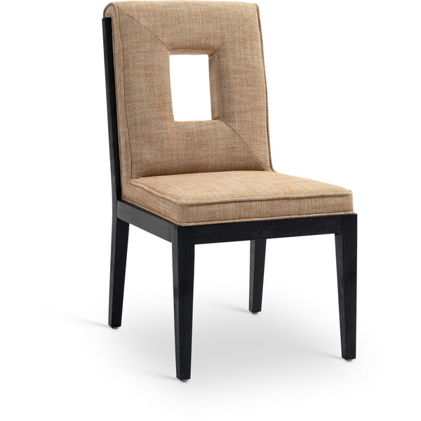 Meridian Gwendolyn Cognac Linen Textured Fabric Dining Side Chair IMAGE 1