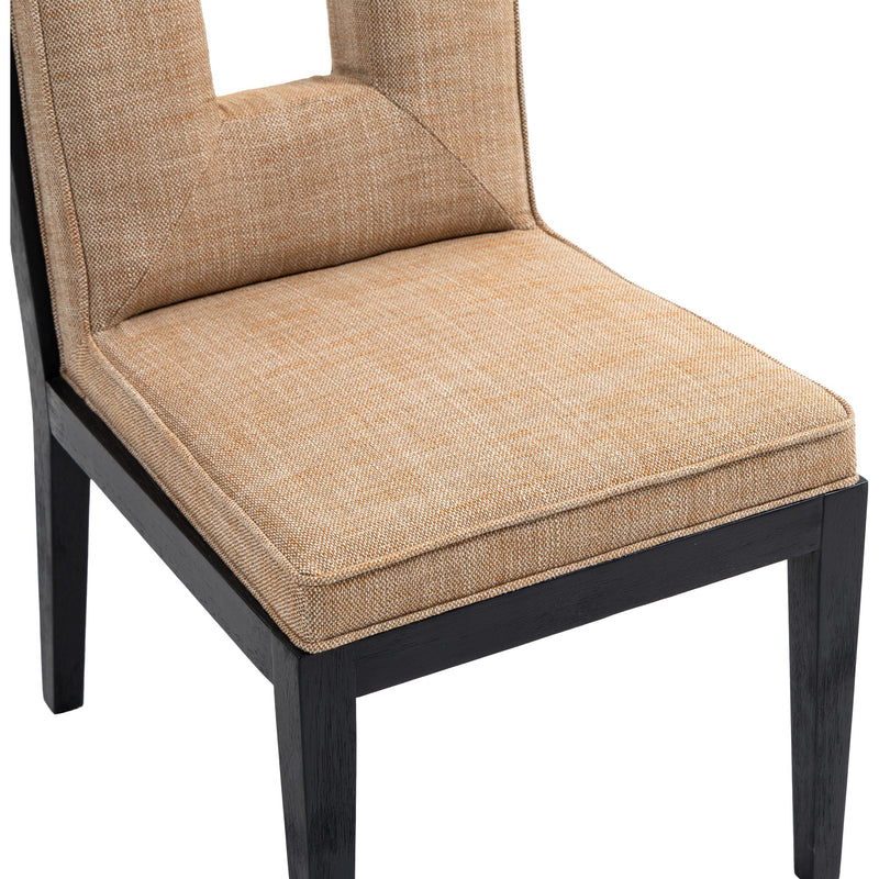 Meridian Gwendolyn Cognac Linen Textured Fabric Dining Side Chair IMAGE 7