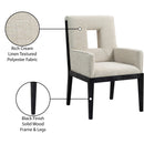 Meridian Gwendolyn Cream Linen Textured Fabric Dining Arm Chair IMAGE 10