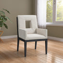 Meridian Gwendolyn Cream Linen Textured Fabric Dining Arm Chair IMAGE 2