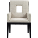 Meridian Gwendolyn Cream Linen Textured Fabric Dining Arm Chair IMAGE 3