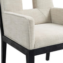 Meridian Gwendolyn Cream Linen Textured Fabric Dining Arm Chair IMAGE 7
