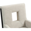 Meridian Gwendolyn Cream Linen Textured Fabric Dining Arm Chair IMAGE 8