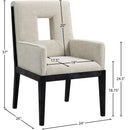 Meridian Gwendolyn Cream Linen Textured Fabric Dining Arm Chair IMAGE 9