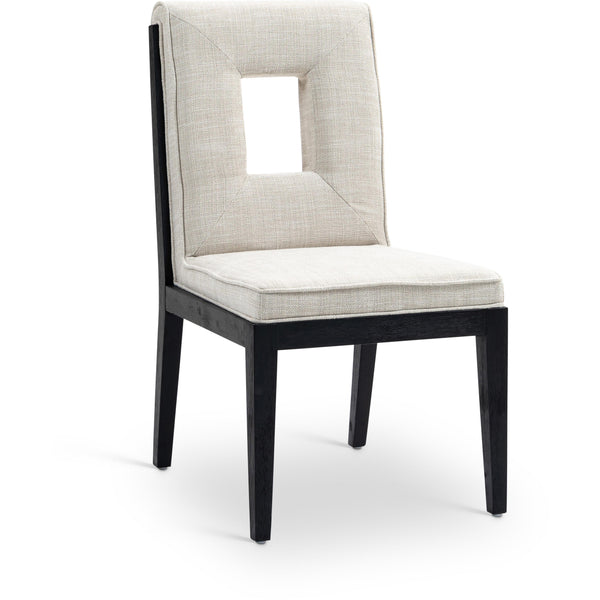 Meridian Gwendolyn Cream Linen Textured Fabric Dining Side Chair IMAGE 1