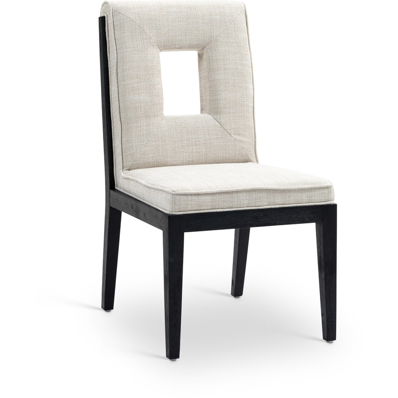 Meridian Gwendolyn Cream Linen Textured Fabric Dining Side Chair IMAGE 1