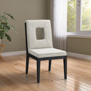 Meridian Gwendolyn Cream Linen Textured Fabric Dining Side Chair IMAGE 2