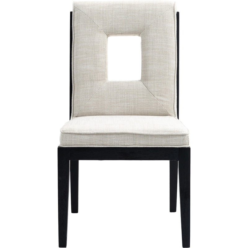 Meridian Gwendolyn Cream Linen Textured Fabric Dining Side Chair IMAGE 3