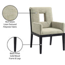 Meridian Gwendolyn Green Linen Textured Fabric Dining Arm Chair IMAGE 10