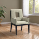 Meridian Gwendolyn Green Linen Textured Fabric Dining Arm Chair IMAGE 2