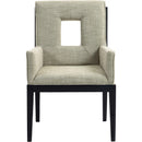 Meridian Gwendolyn Green Linen Textured Fabric Dining Arm Chair IMAGE 3