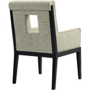 Meridian Gwendolyn Green Linen Textured Fabric Dining Arm Chair IMAGE 6