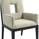 Meridian Gwendolyn Green Linen Textured Fabric Dining Arm Chair IMAGE 7