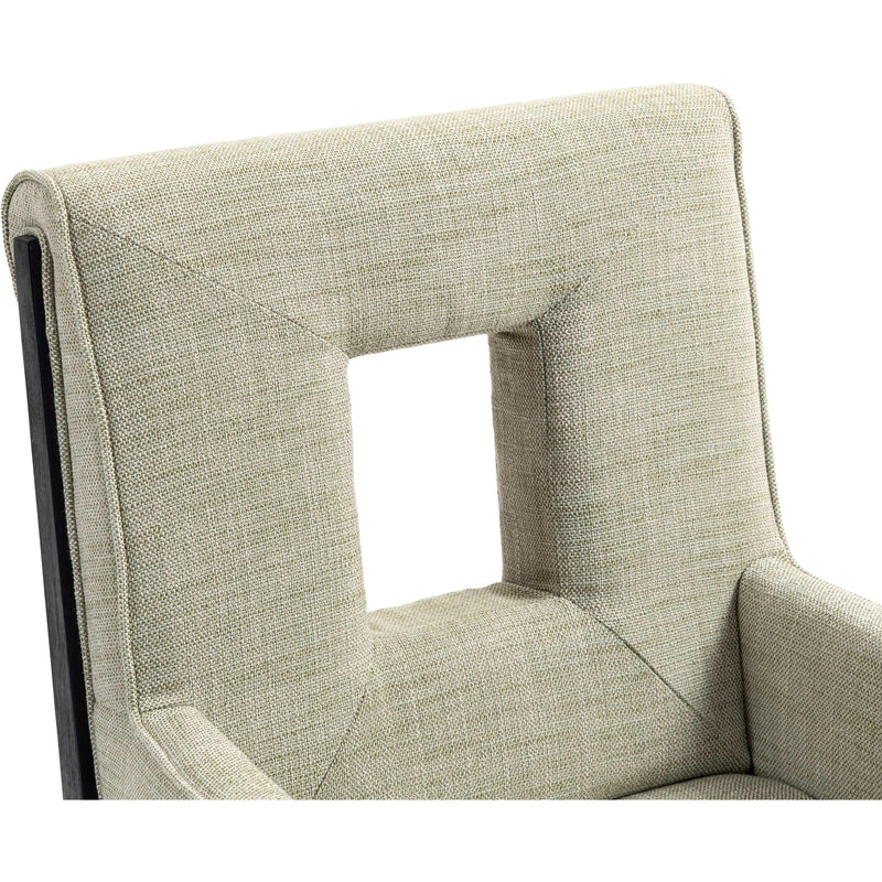 Meridian Gwendolyn Green Linen Textured Fabric Dining Arm Chair IMAGE 8