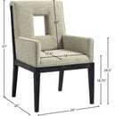 Meridian Gwendolyn Green Linen Textured Fabric Dining Arm Chair IMAGE 9