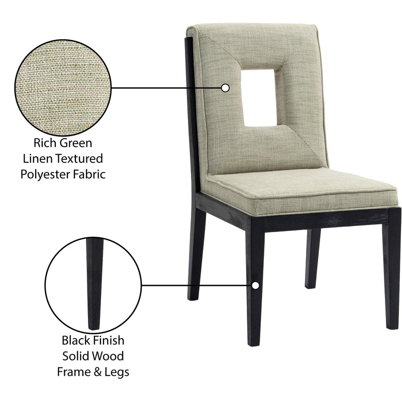 Meridian Gwendolyn Green Linen Textured Fabric Dining Side Chair IMAGE 10