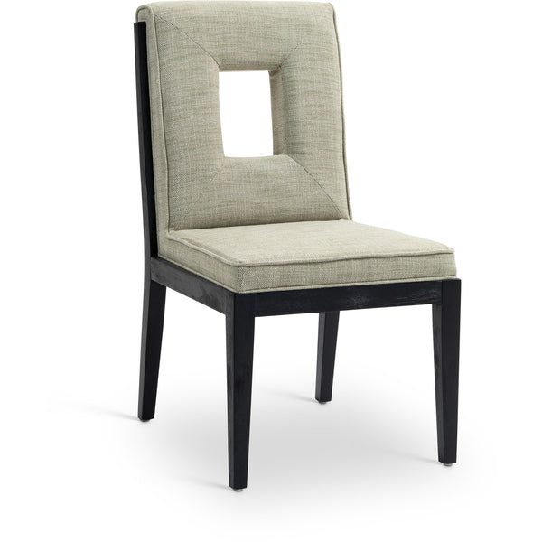Meridian Gwendolyn Green Linen Textured Fabric Dining Side Chair IMAGE 1