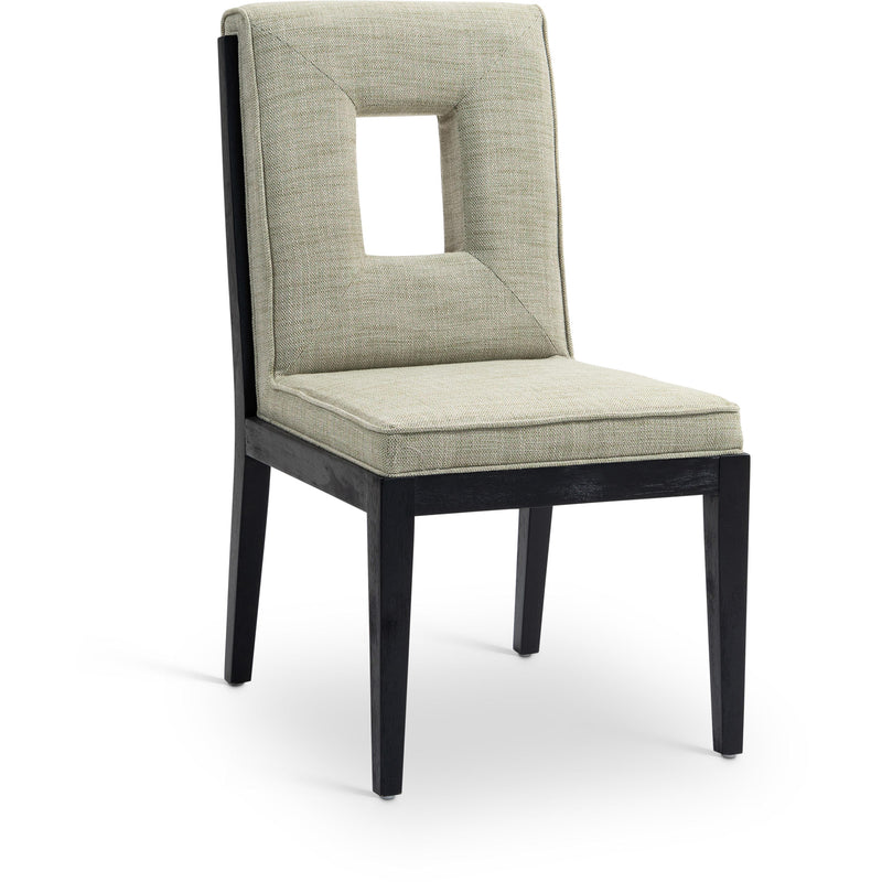 Meridian Gwendolyn Green Linen Textured Fabric Dining Side Chair IMAGE 1