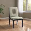 Meridian Gwendolyn Green Linen Textured Fabric Dining Side Chair IMAGE 2