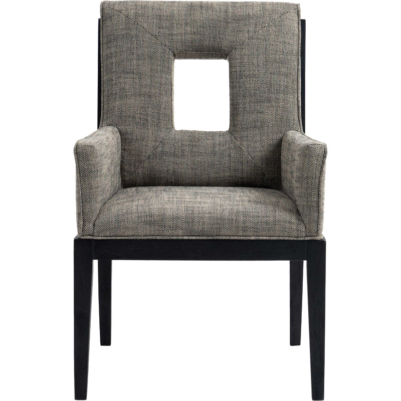 Meridian Gwendolyn Grey Linen Textured Fabric Dining Arm Chair IMAGE 3
