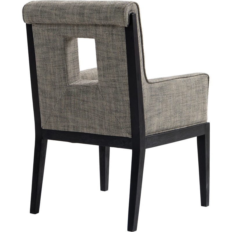 Meridian Gwendolyn Grey Linen Textured Fabric Dining Arm Chair IMAGE 6