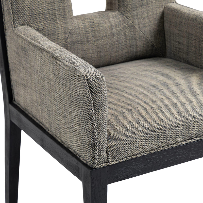 Meridian Gwendolyn Grey Linen Textured Fabric Dining Arm Chair IMAGE 7