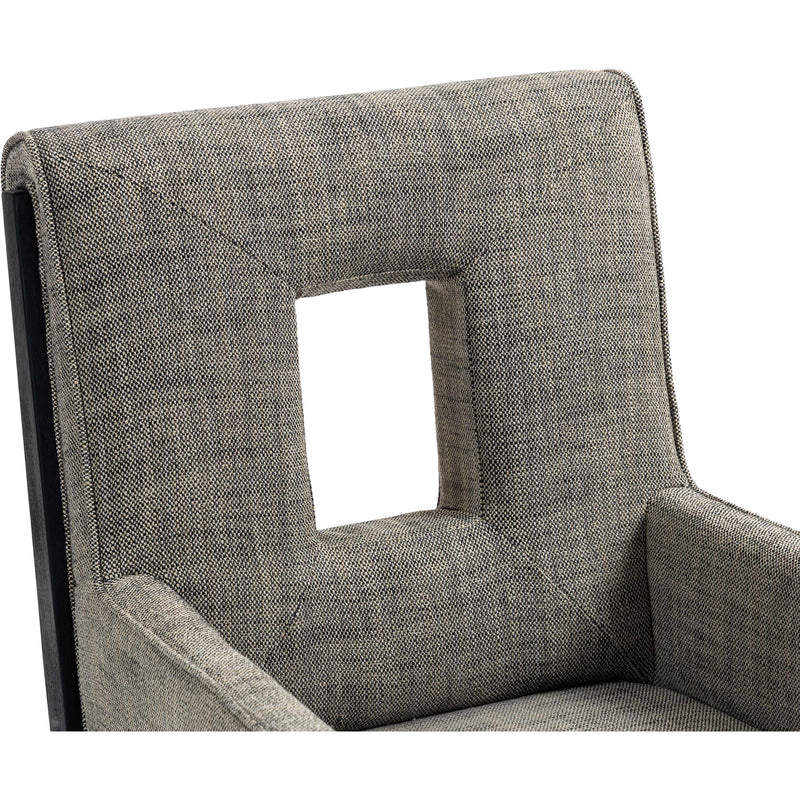 Meridian Gwendolyn Grey Linen Textured Fabric Dining Arm Chair IMAGE 8
