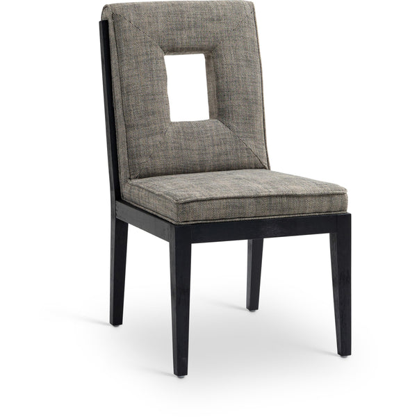 Meridian Gwendolyn Grey Linen Textured Fabric Dining Side Chair IMAGE 1