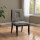 Meridian Gwendolyn Grey Linen Textured Fabric Dining Side Chair IMAGE 2