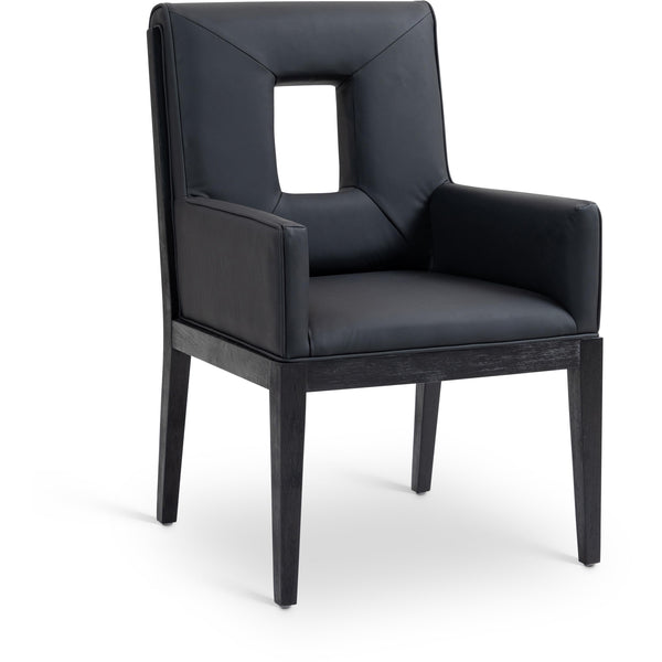 Meridian Gwendolyn Black Vegan Leather Dining Arm Chair IMAGE 1