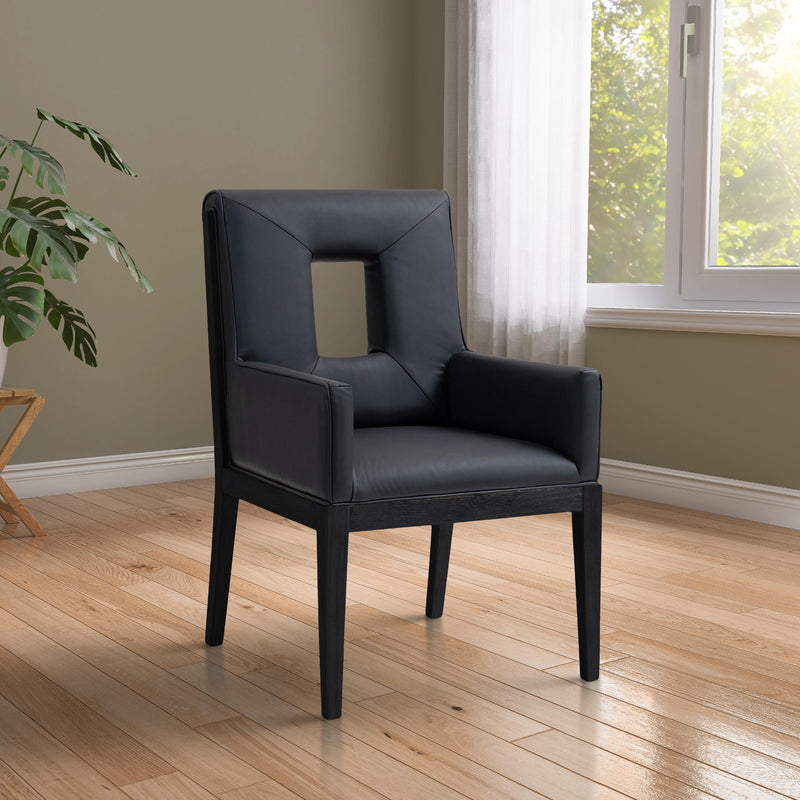Meridian Gwendolyn Black Vegan Leather Dining Arm Chair IMAGE 2