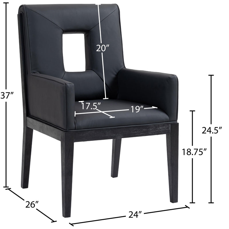 Meridian Gwendolyn Black Vegan Leather Dining Arm Chair IMAGE 9