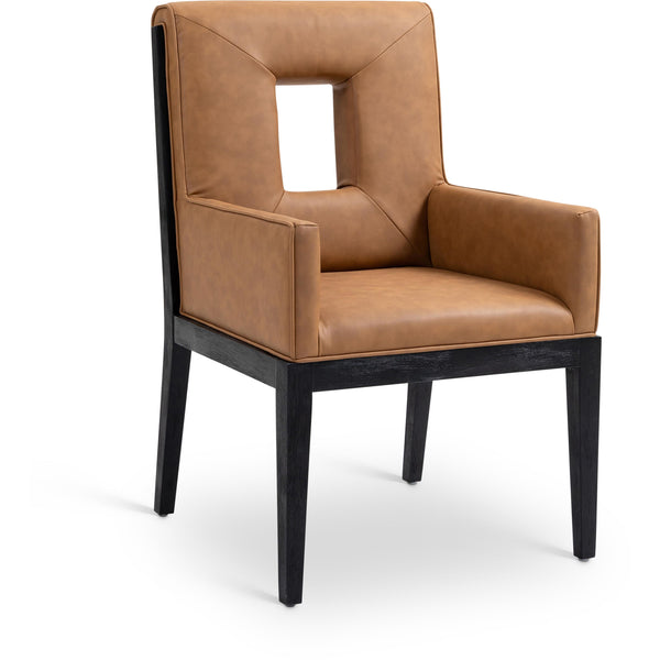 Meridian Gwendolyn Cognac Vegan Leather Dining Arm Chair IMAGE 1
