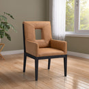 Meridian Gwendolyn Cognac Vegan Leather Dining Arm Chair IMAGE 2