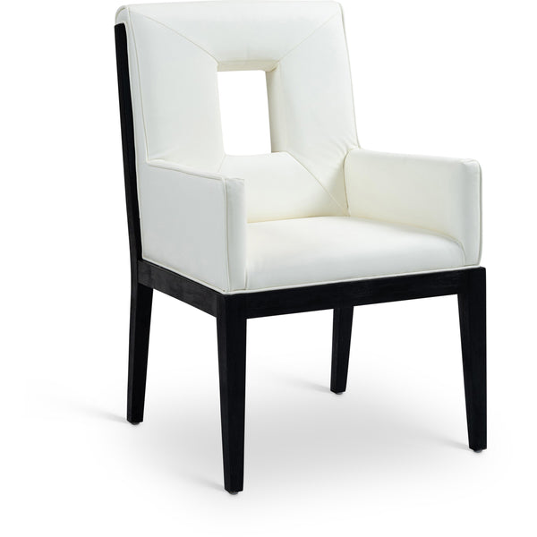 Meridian Gwendolyn Cream Vegan Leather Dining Arm Chair IMAGE 1