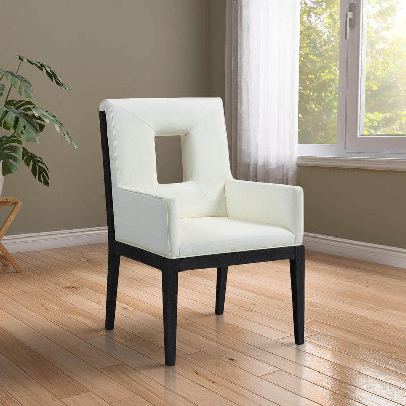 Meridian Gwendolyn Cream Vegan Leather Dining Arm Chair IMAGE 2