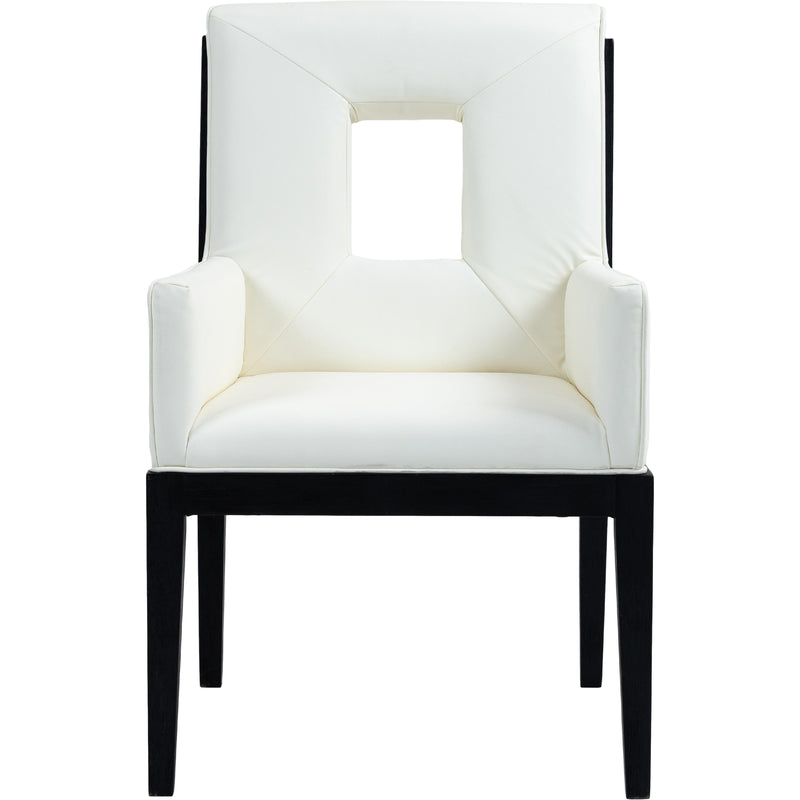 Meridian Gwendolyn Cream Vegan Leather Dining Arm Chair IMAGE 3
