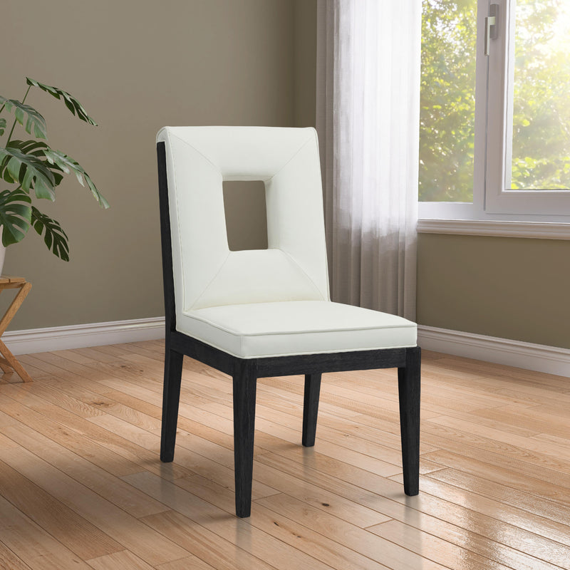 Meridian Gwendolyn Cream Vegan Leather Dining Side Chair IMAGE 2