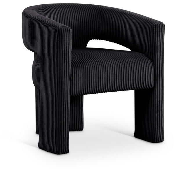 Meridian Riz Black Corduroy Fabric Accent/Dining Chair IMAGE 1