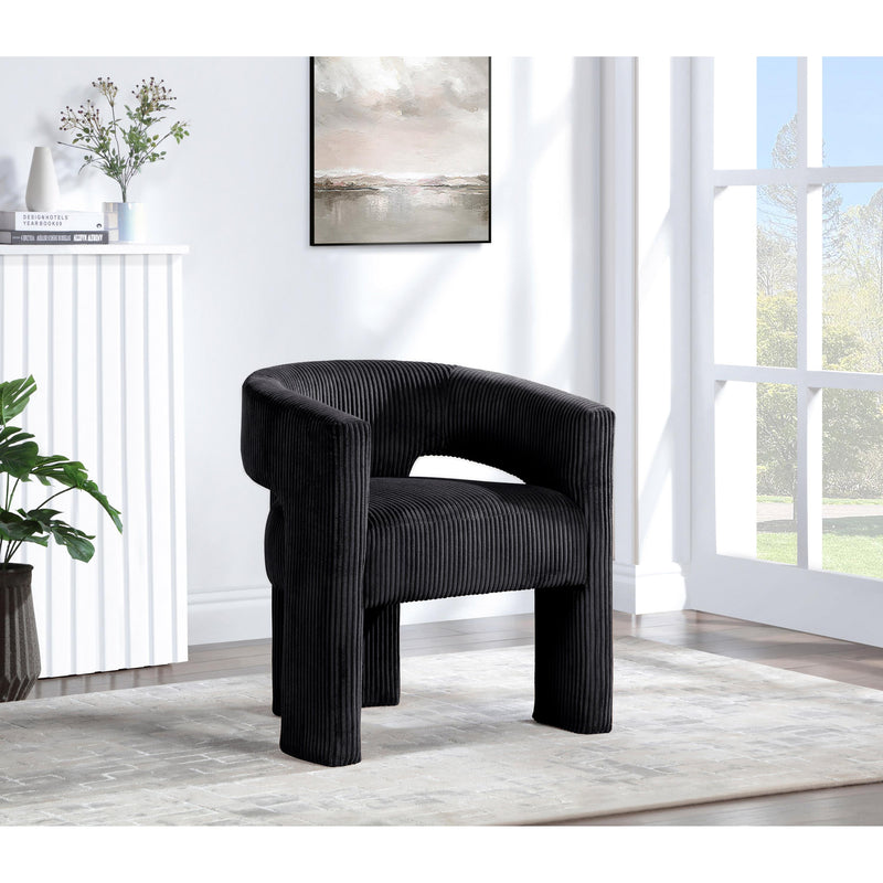 Meridian Riz Black Corduroy Fabric Accent/Dining Chair IMAGE 2