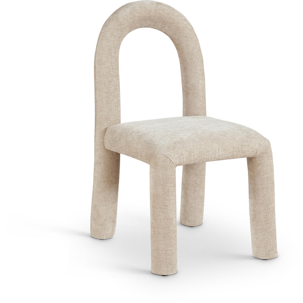 Meridian Amari Beige Chenille Fabric Dining Chair IMAGE 1
