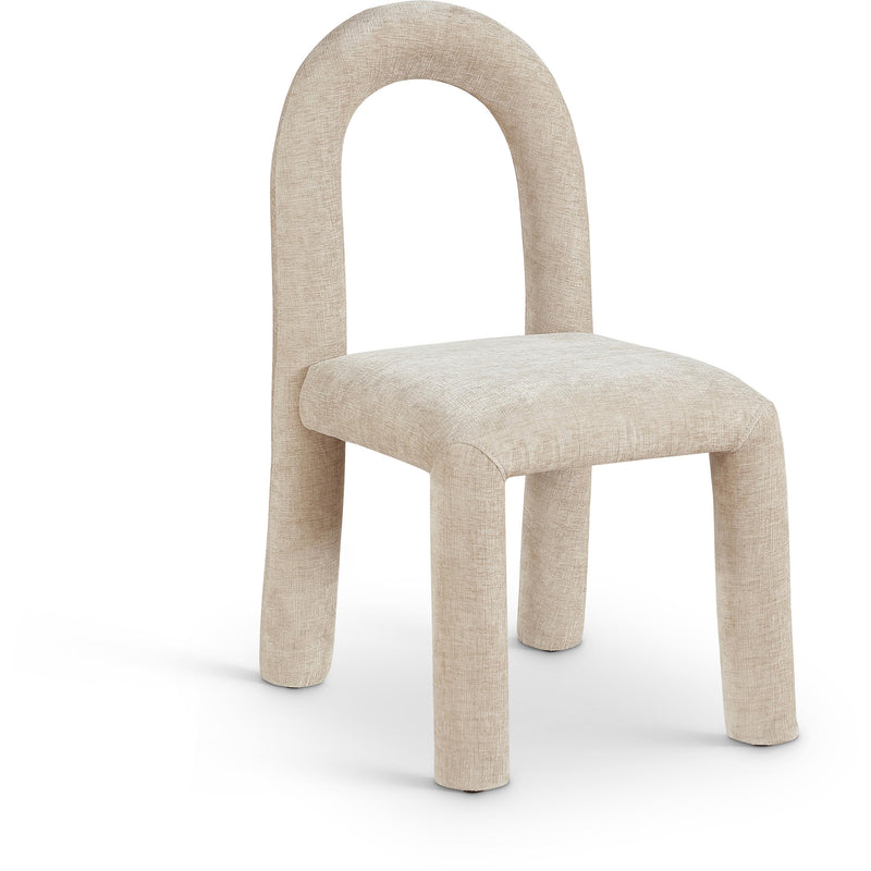 Meridian Amari Beige Chenille Fabric Dining Chair IMAGE 1