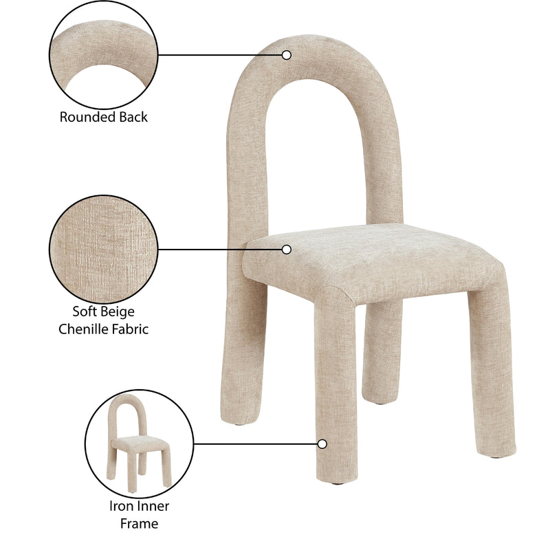 Meridian Amari Beige Chenille Fabric Dining Chair IMAGE 9