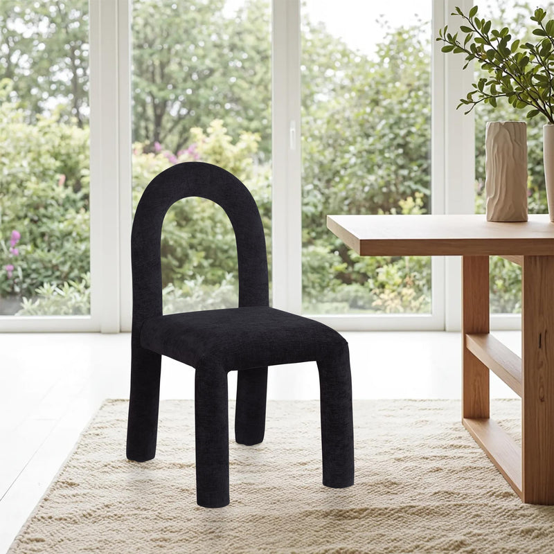 Meridian Amari Black Chenille Fabric Dining Chair IMAGE 2